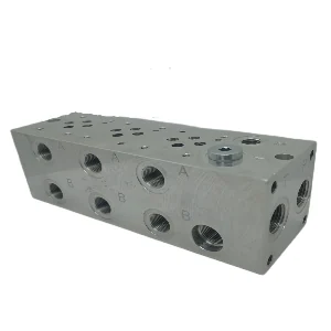 Manifold hidráulico de aluminio con múltiples puertos roscados A y B