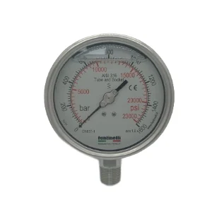 Manómetro D=100 mm Glicerina Caja y Conexión Inox SS 316
